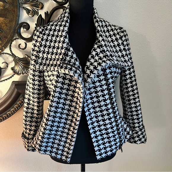 Talbots Women’s Black White Houndstooth Wool Blend Blazer Coat Jacket 6P - Picture 5 of 16
